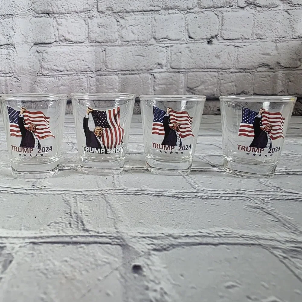 Trump 2024 Shot Glass Set of 4 | American Flag Design